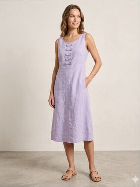 Riani Sleeveless Lavender Linen Midi Dress Size 8